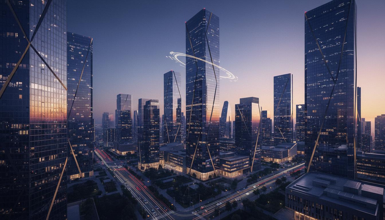 Futuristic city skyline